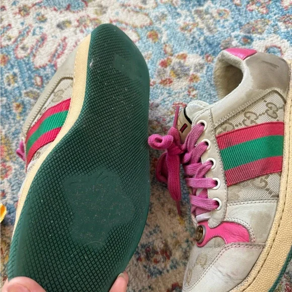 Gucci Beige and Magenta Sneakers authentic - Picture 6 of 7